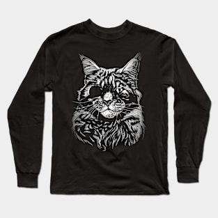 Realistic cat with eye patch Long Sleeve T-Shirt